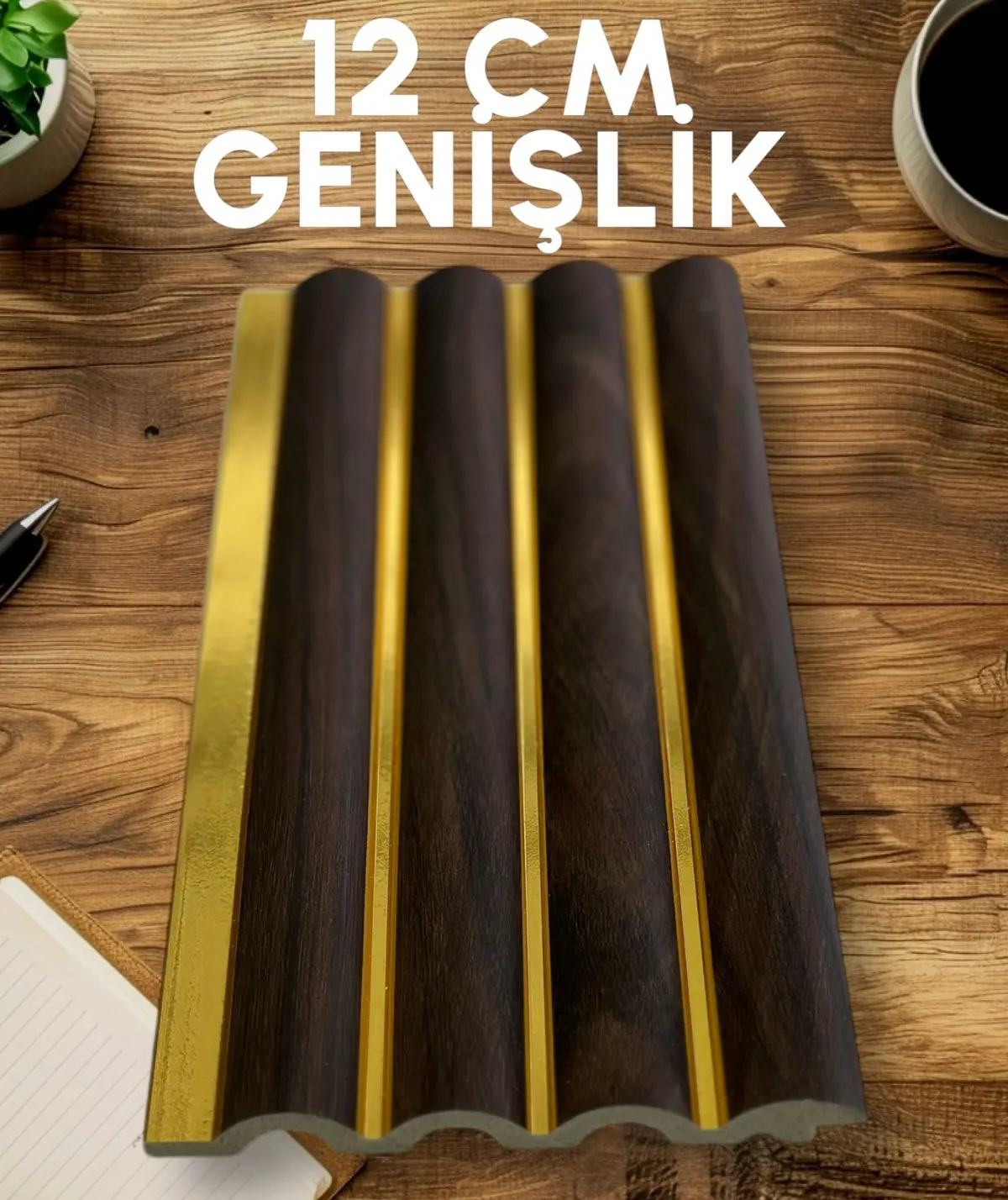 Oval Gold Koyu Meşe Polimer Duvar Paneli - PL18
