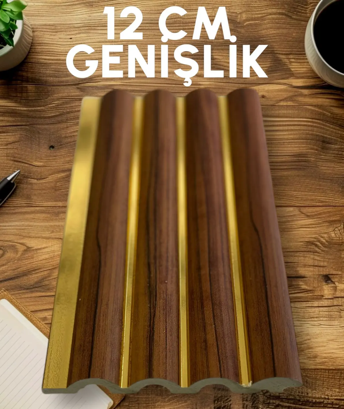 Oval Gold Ceviz Ahşap Polimer Duvar Paneli - PL17
