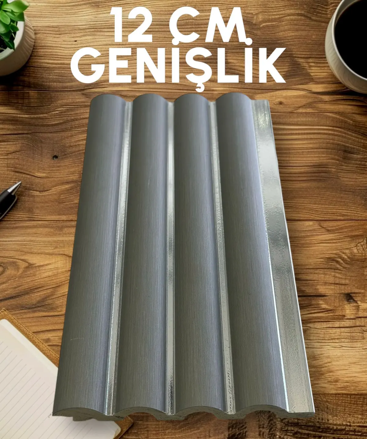 Oval Gümüş Beyaz Polimer Duvar Paneli - PL15