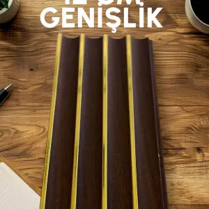 Oval Gold Koyu Ahşap Polimer Duvar Paneli - PL12